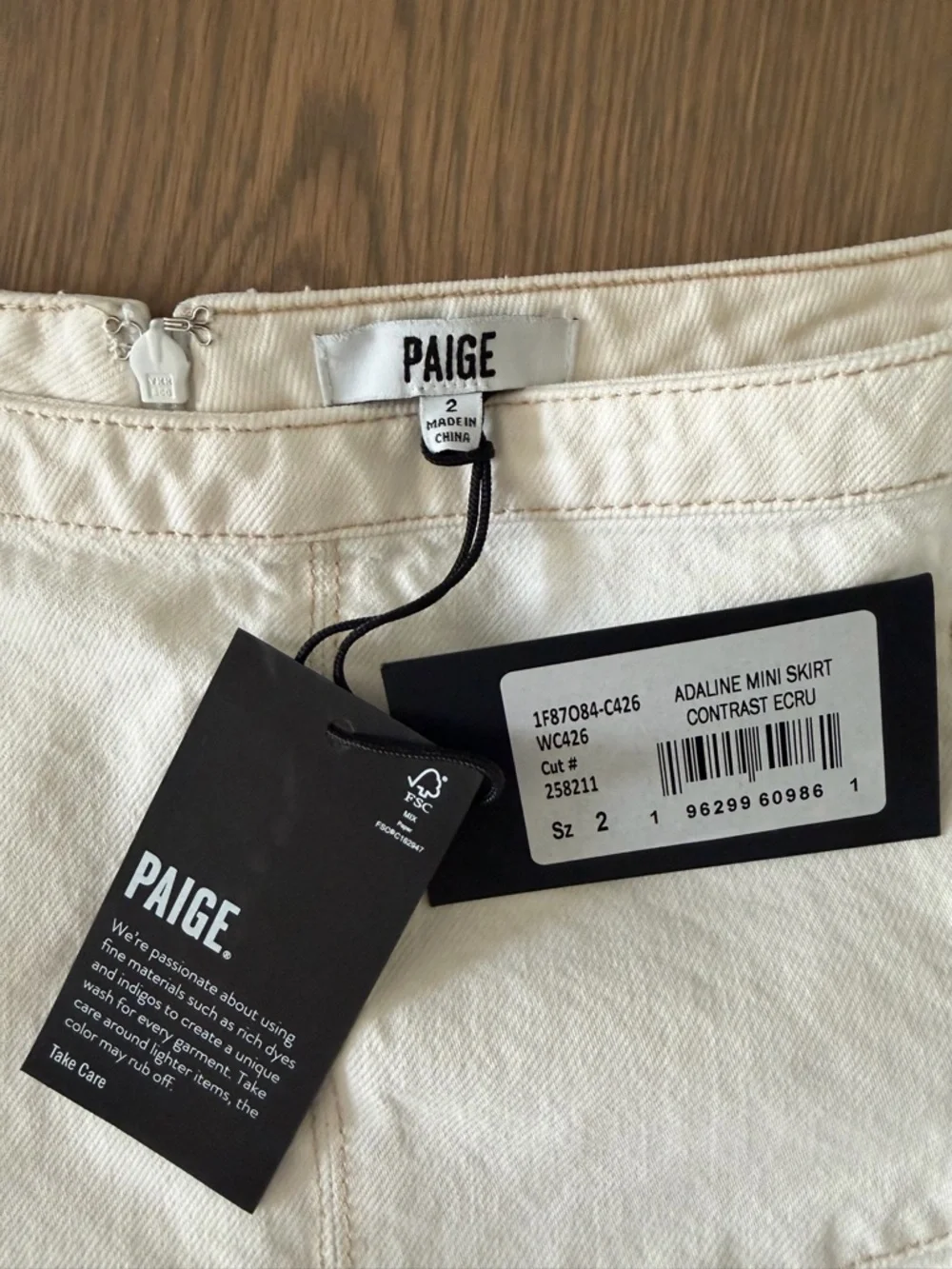 NEW Paige Adaline Mini Skirt In Ecru
